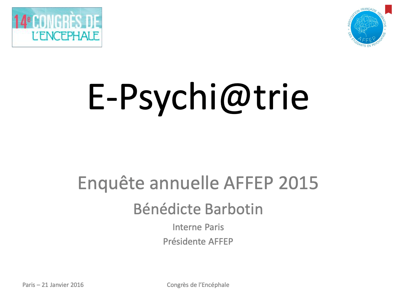 2014-2015 Les internes face à la e-psychiatrie